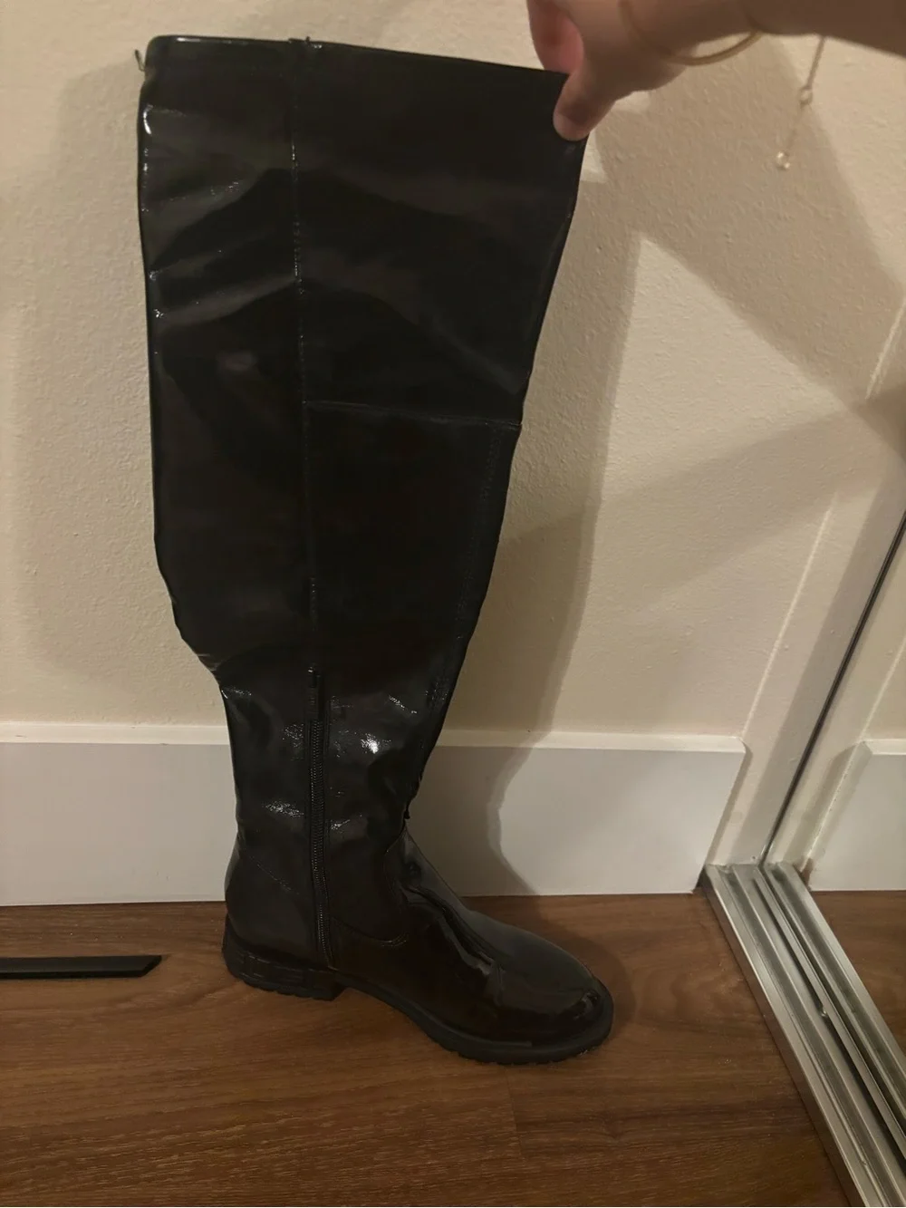 GUESS Black Patent Over-the-Knee Boots